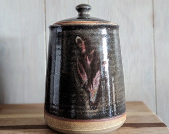 Large Smoky Black Jar / Large Cannister / Ceramic Cannister / Cozy Stoneware / Storage Jar / Handmade Jar / Stoneware Jar/Mother's Day Gift