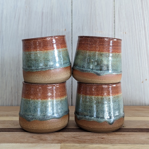 Blue and Brown Half Pints / Cozy Stoneware / Ceramic Tumblers / Ceramic Cups / Handmade Cups / Handmade Pottery / Mother's Day Gifts