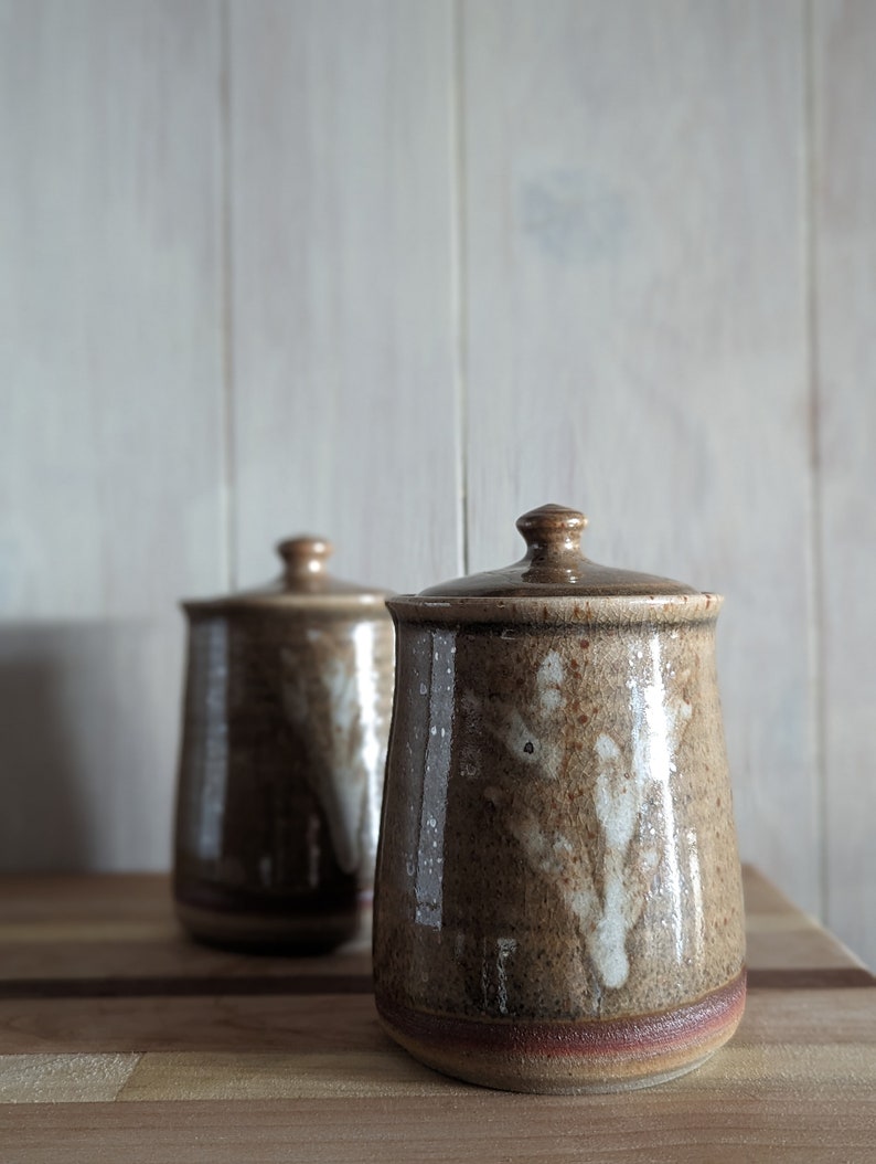 Pumpkin Spice Jar Short / Cozy Stoneware Jar / Handmade Ceramic Jar / Stoneware Jar / Ceramic Sugar Jar / Cozy Decor/ Valentine's Day Gift image 4