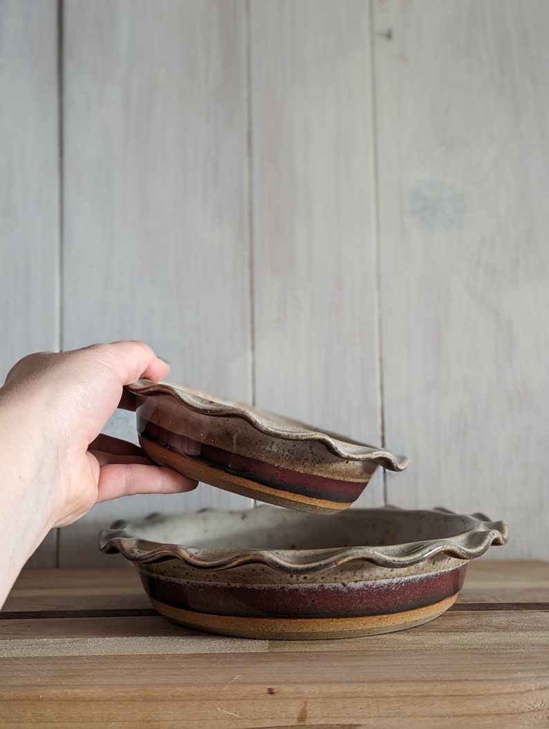 Smoky Emerald Tart Dish 6 mini Cozy Stoneware / Handmade Pie Plate / Ceramic Pie Pan / Baking Dish / Bakeware / Mother's Day Gift image 5