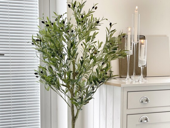 VeriNatural Artificial Olive Tree 6FT, Faux Olive Trees With Real Wood Trunk, UV Resistant Fake Plants