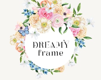 Aquarell Blumen Rahmen Clipart: Pastell Blumen, Hochzeitseinladung (digitaler Download)