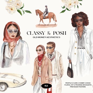 Vecchi soldi estetica acquerello clipart classe elegante persone sport lusso hobby luce mondo accademico poster composizione floreale ritratto di animale domestico Png