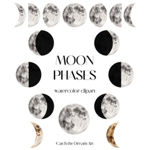 Aquarell Mondphasen Clipart - Mondphase Gold Crescent Moon, Celestial Cosmic Mystical Clip Art Sticker printable Poster Scrapbook png