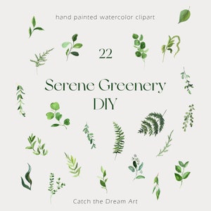 Aquarel groen clipart-serene groen DIY bladeren eucalyptus gebladerte vers blad groene varen botanische clip art lente bruiloft PNG