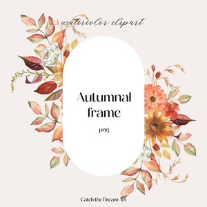 Aquarelle automne fleurs sauvages cadre Clipart automne prairie sauvage floral jaune moutarde bordeaux feuillage feuilles cadre affiche carte de Thanksgiving png