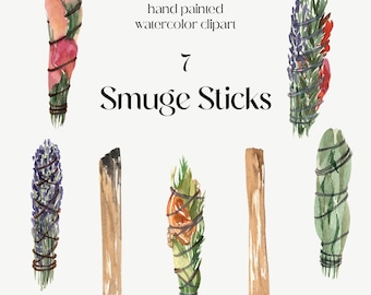 Watercolor Smudge Sticks Clipart – Cleansing Ritual Graphics (PNG)
