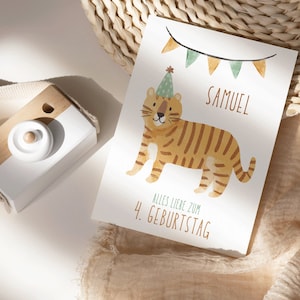 Geburtstagskarte personalisiert Kinder I Tiger I Kindergeburtstag I Klappkarte I personalisierte Grußkarte I Glückwunschkarte Geburtstag