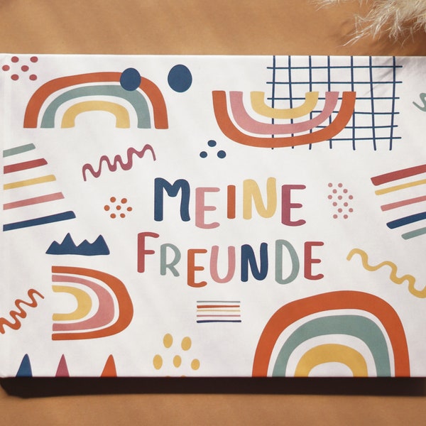 Freundebuch Regenbogen inkl. Lesezeichen II Alle meine Freunde I Schulzeit I Kindergartenzeit I Erinnerung Freunde I Freundschaft