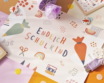 "Finally a Schoolchild" Rainbow Placemat - The perfect decoration for the first day of school celebration