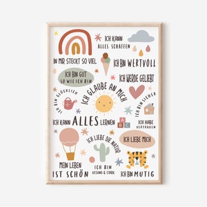 Affirmationsposter für Kinder Regenbogen I positive Glaubenssätze I Emotionen I Babyzimmer Deko I Gefühle leben I Positives Mindset