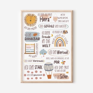 Affirmationsposter für Kinder Harmonie 2 - Positive Glaubenssätze mit bunten Illustrationen