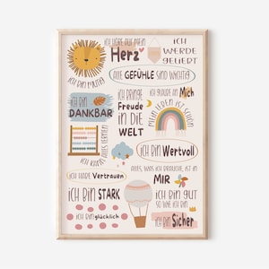 Affirmation poster A2 I A3 I A4 for children Boho I positive beliefs I emotions I children's room decoration I living feelingsI gift for children