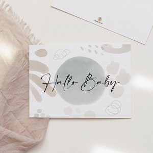 Karte zur Geburt "hallo baby" Aquarell I Geburtskarte I Willkommen Baby