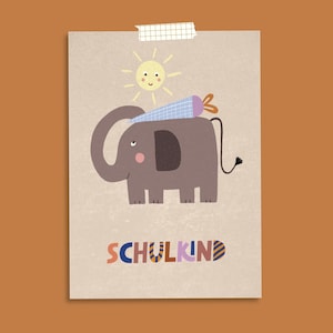 Karte zur Einschulung ⋒Elefant⋒ I Schulstart I Einschulungsfeier