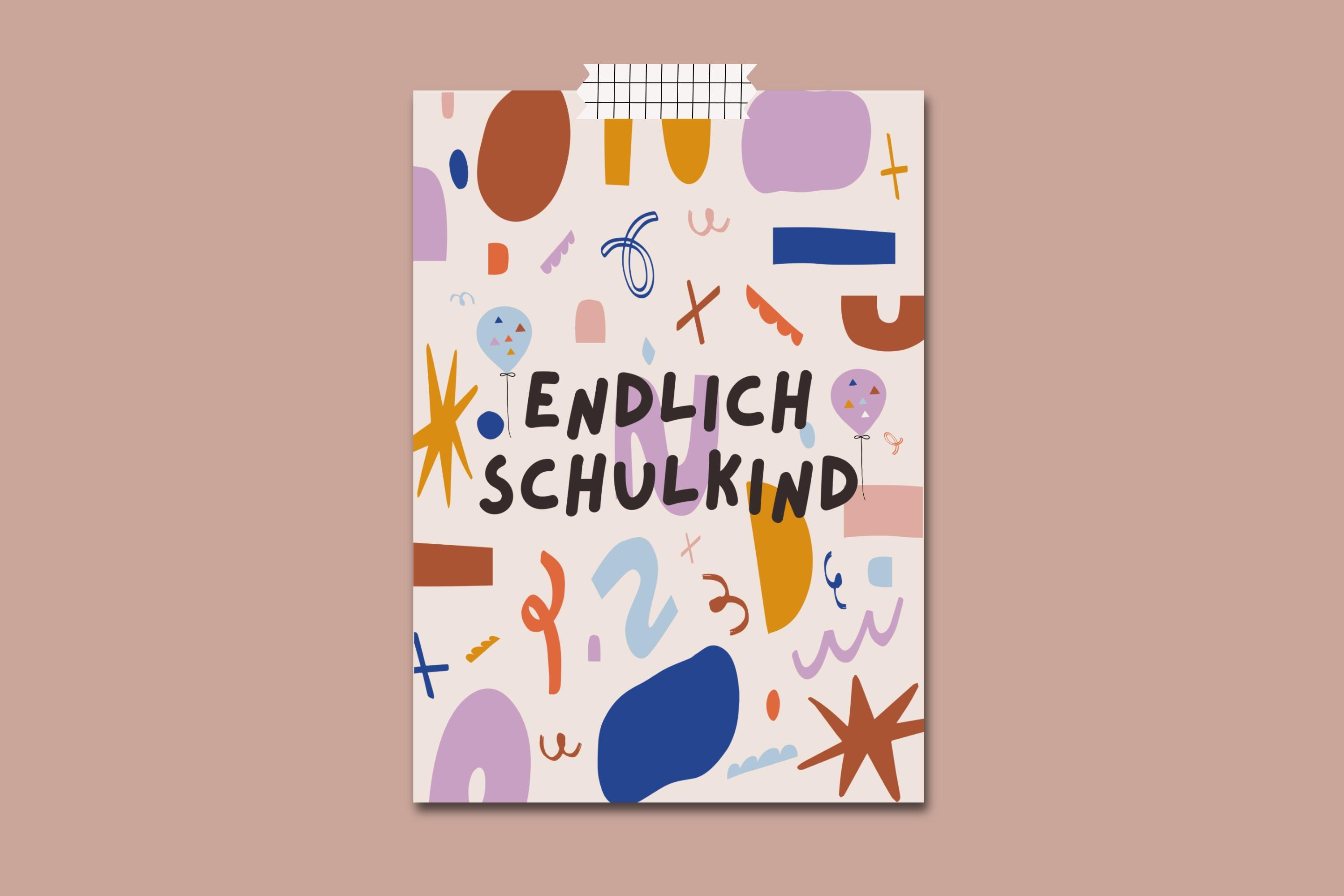 Card for school enrollment "Finally a schoolchild" Colorful World