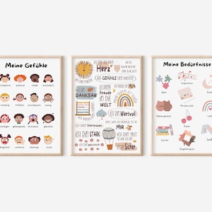 3er Set Gefühle-, Affirmations- & Bedürfnisseposter "Harmonie 2" für Kinder zum Vorteilspreis