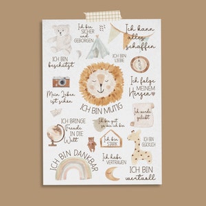 A6 Affirmationskarte "Boho Aquarell" für Kinder I Emotionen I positive Glaubenssätze I Geschenk für Kinder I Lernkarte I Karten für Kinder