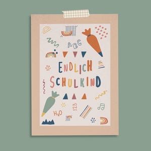 Postkarte Einschulung ⋒Endlich Schulkind⋒ Regenbogen I Schulanfang I Glückwunschkarte I Karte zur Einschulung