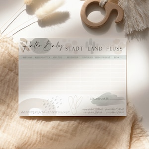 Babyparty Stadt Land Fluss "Boho Baby Aquarell" - Spielespaß für jede Babyparty