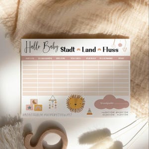 Babyparty Stadt Land Fluss ⋒Boho Baby⋒ I Babydusche I Babypartyspiele I Ratespiel Baby