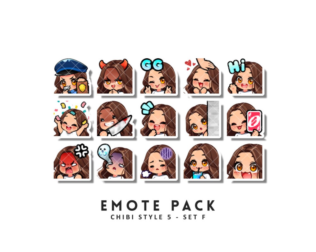 Twitch Emotes Pack Long Wavy Brown Hair Hazel Eyes Fair - Etsy