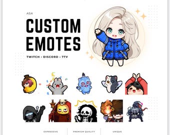 Custom Twitch Emotes | Animated & Static Chibi Emotes | Discord Emotes | VTuber PNGtuber Emote Commission | PNG GIF Emotes
