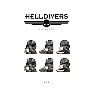 HELLDIVERS 2 Animated Twitch Emote Bundle | Libertea Sip Emote Pack for Twitch and Discord