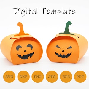 Favor box Halloween Pumpkin, fold over, cut file SVG DXF PDF and others,