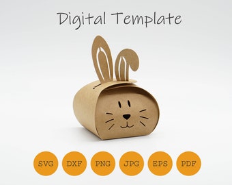 Caja conejito de Pascua, instrucciones de artesanía de archivos cortados, SVG, DXF, PDF y otros, regalo para hacer usted mismo