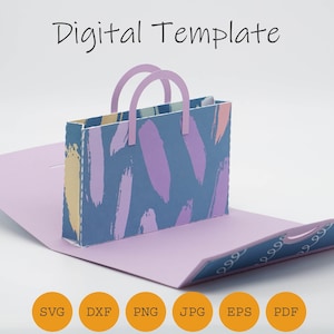 Borsa per la spesa con biglietti pop-up come file plotter, carta per voucher o regalo in denaro, SVG DXF PDF