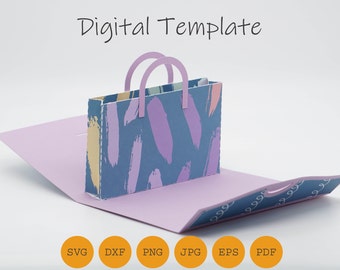Pop up Gift card holder card shopping bag, money holder, cut file for Cricut, Silhouette SVG DXF PDF