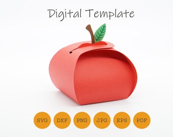 Treat box apple, cut file, tempalte with craft instructions, Back to School, SVG DXF, PDF and others
