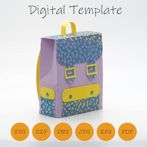 Mochila de caja, regreso a clases, archivo plotter, instrucciones de manualidades, SVG, DXF, PDF y otros, regalo para hacer tú mismo