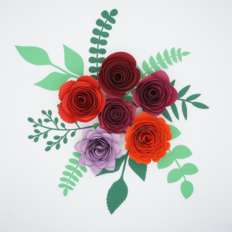 15 Rolled Flower and 8 Leaf Templates Cut File for Paper - Etsy