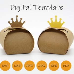 Corona della confezione regalo, file plotter, PDF SVG DXF e altri, scatola da creare da solo, regalo per gli ospiti, compleanno dei bambini