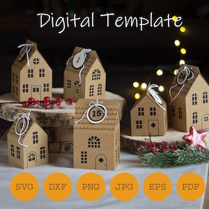 DIY Adventskalender Häuschen, Plotterdatei, SVG DXF und weitere, Advenskalender zum drucken und selbst basteln