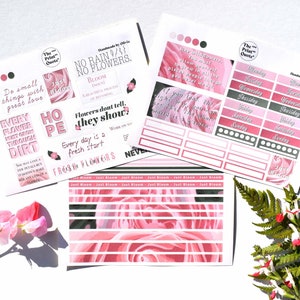 Weekly Planner Stickers |Monday to Sunday |  Pink Rose themed | bullet journal | Motivational Quotes | Productivity Stickers