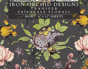 Fairytale Florals IOD Transfer Pad with (8) 8 x 12 Sheets by Iron Orchid Designs Rub-On Furniture Transfer Decal