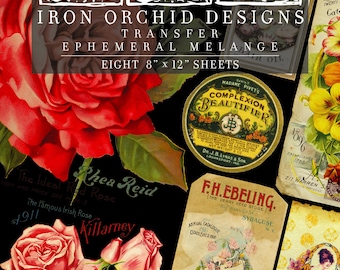 Ephemeral Melange IOD Transfer Pad with (8) 8 x 12 Sheets by Iron Orchid Designs Rub-On Furniture Transfer Decal