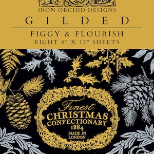 Figgy & Flourish IOD Foil Transfer Pad (8) 8 x 12 Sheets by Iron Orchid Designs Rub-On Furniture Transfer Decal 2025 Limited Holiday Release