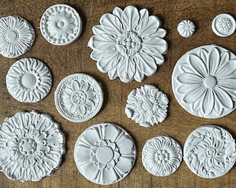 Rosettes IOD décor mould 6 x 10 - by Iron Orchid Designs