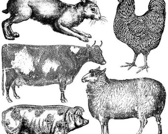 Farm animals 12 x 12 IOD stamp - by Iron Orchid Designs