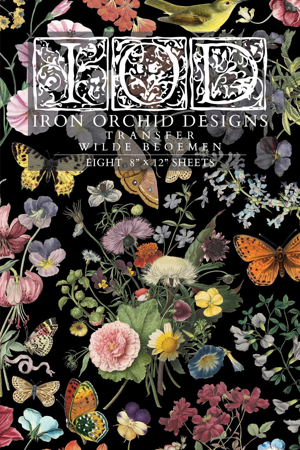 Wilde Bloemen IOD Transfer Pad with (8) 8 x 12 Sheets by Iron Orchid Designs Rub-On Furniture Transfer Decal