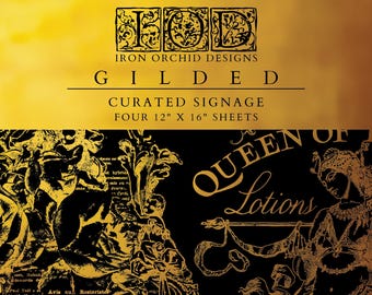 Curated Signage IOD Gold Foil Transfer Pad with (4) 12 X 16 Sheets by Iron Orchid Designs Rub-On Furniture Transfer Decal