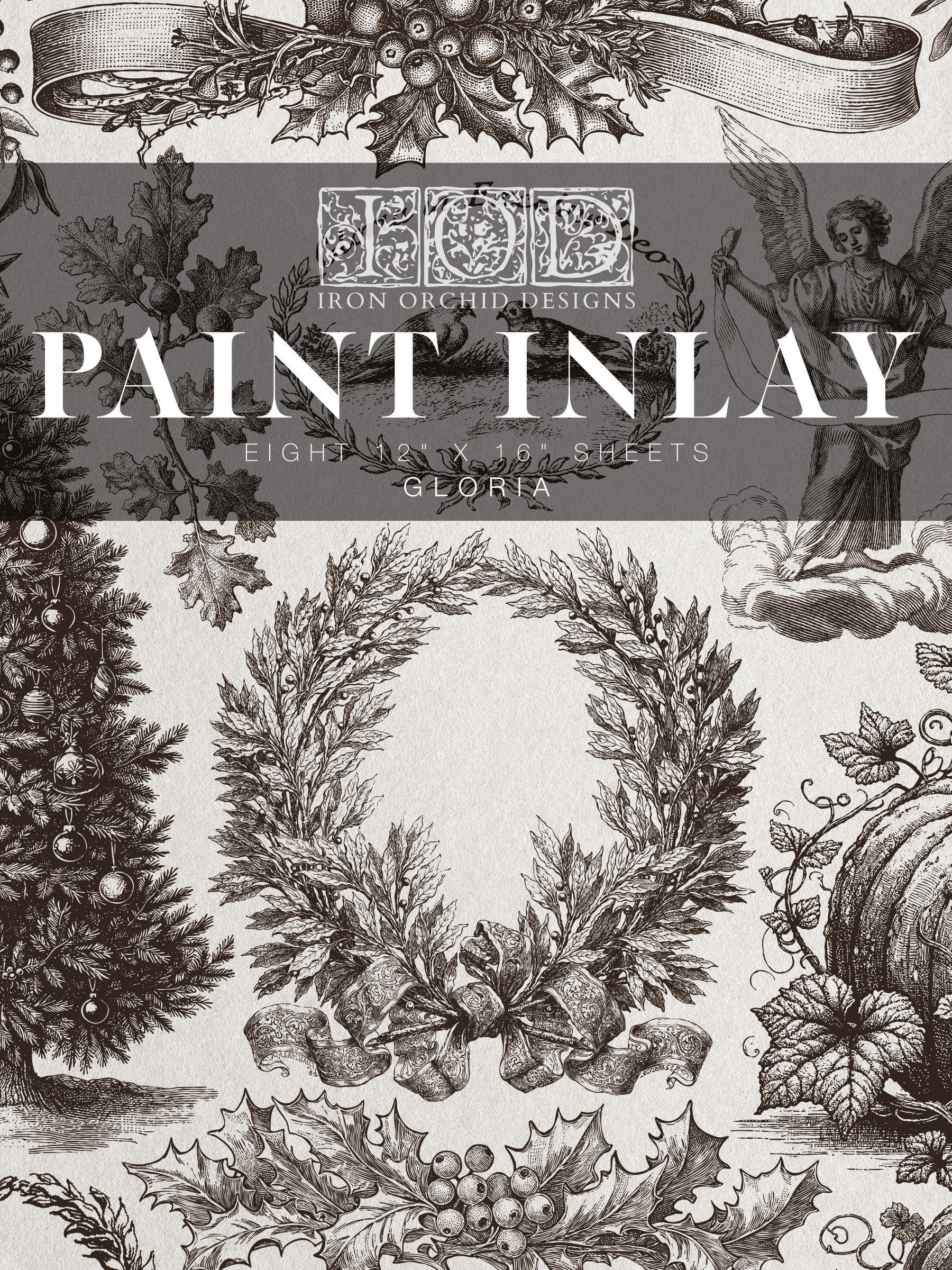 Gloria IOD Paint Inlay by Iron Orchid Design (8) 12 X 16 Sheets - Limited Holiday Christmas Release