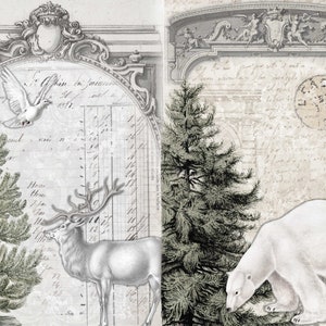 Roycycled Decoupage Paper | Neutral Christmas Project Blocks 20" x 29" Sheet