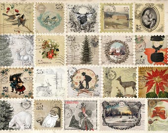 Papel para decoupage Roycycled / Sellos navideños, hoja de 20" x 29".