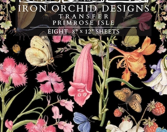 Primrose Isle IOD Transfer Pad with (8) 8 x 12 Sheets by Iron Orchid Designs Rub-On Furniture Transfer Decal - New Release