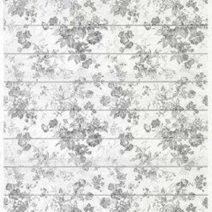 May include: A rectangular sheet of decorative paper featuring a repeating dark gray floral pattern on a white background. The design includes detailed illustrations of roses and leaves, overlaid with thin horizontal lines. The text "Art Collection" is printed in the top left corner.